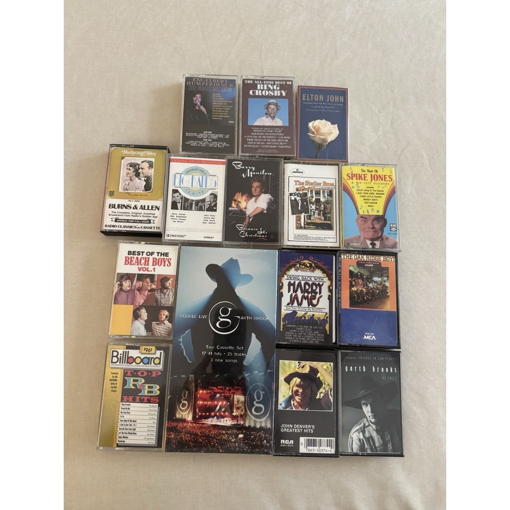 15 Vintage Cassette Tapes Mixed Artists Classics Country Pop Rock Easy Listening